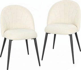 HOMCOM Conjunto de 2 Cadeiras de Sala de Jantar com Encosto em Forma de Concha e Pernas em Metal, em Veludo, Creme | Aosom Portugal
