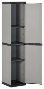 Armário arrumação jardim 3 prateleiras 34x40x168cm cinza/preto