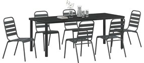 Conjunto de Jantar de Jardim com 7 Peças de Aço Cinza Escuro