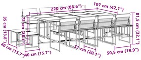 13 pcs conj. de jantar p/ jardim c/ almofadões textilene branco