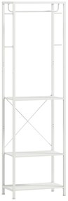 HOMCOM Cabide, cabide de roupas com barra de suspensão, 4 ganchos, prateleiras, 52 x 30 x 180 cm, branco | Aosom Portugal