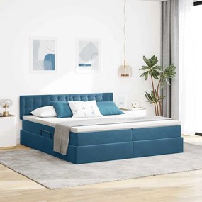 vidaXL Cama com Armazenamento com colchĂŁo Azul Escuro 100 x 200 cm