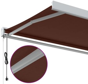 Toldo retrátil automático 500x300 cm castanho