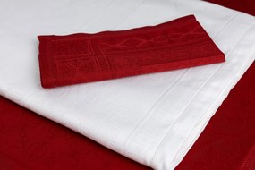Toalhas de mesa rectangulares em damasco com ajour  100% algodão - Fateba: Branco 1 Toalha de mesa 180x400 cm