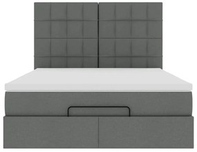 Estrutura de cama otomana com colchão 140x190cm cinzento escuro