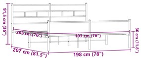 Estrutura cama sem colchão 193x203 cm metal carvalho castanho