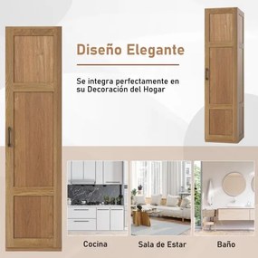 Armário Despensa 38 x 40 x 149 cm com 4 níveis e porta para cozinha e sala de estar Natural