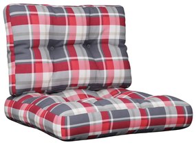 Almofadões para móveis de paletes 2 pcs tecido xadrez vermelho