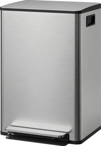 Caixote do lixo de cozinha 41,7 x 36,6 x 62 cm de 50 L, com pedal, balde interior removível, tampa com fecho suave, prateado