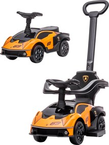 AIYAPLAY Carro Andador Lamborghini Essenza SCV2 Carro Andador com Buzina Guiador e Grade de Segurança 86,5x40x89,5cm Laranja | Aosom Portugal