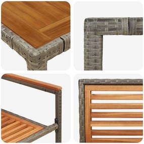 Conjunto de Jantar de Jardim 3 Peças Cinza Rattan Sintético Acácia