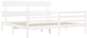 Estrutura de cama com cabeceira 200x200cm madeira maciça branco