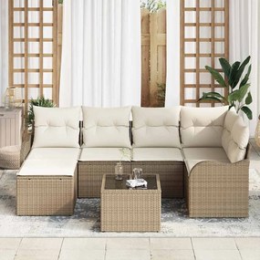 Conjunto de Sofá de Jardim de 7 Peças com Almofadas de Rattan Sintétic