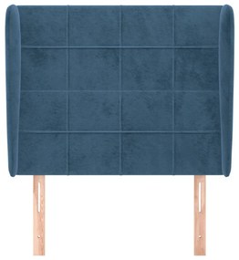 Cabeceira cama c/ abas veludo 83x23x118/128 cm azul-escuro