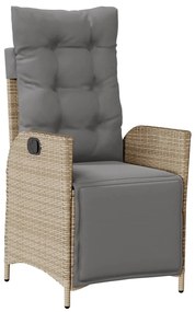 7 pcs conjunto de jantar p/ jardim com almofadões vime PE bege