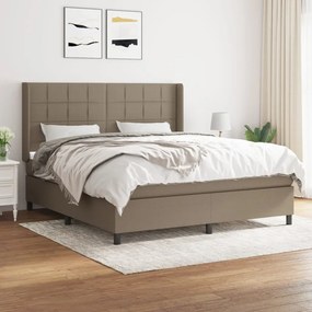 vidaXL Cama com molas/colchão 160x200 cm tecido castanho-acinzentado