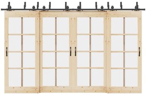 Kit de ferragens para porta deslizante 366 cm aço preto
