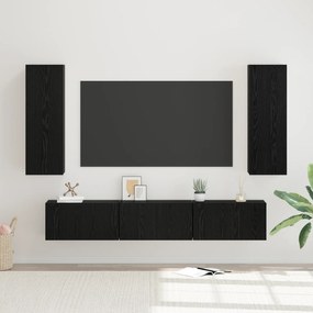 vidaXL Conjunto de móvel de TV com prateleira Outros com armazenamento com porta 5 pcs Carvalho Preto