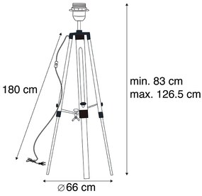 Candeeiro de pé preto sem abajur- TRIPOD Design,Industrial,Retro