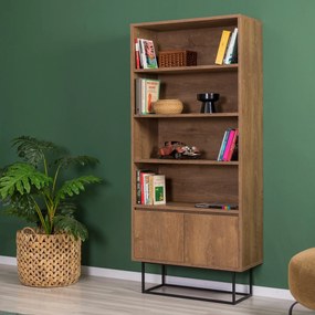 Conjunto de Mobiliário de Sala Laxus – Nogueira e Preto – TV: 180x50x4