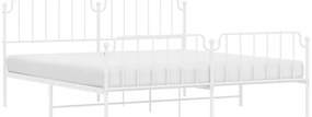 Estrutura de cama com cabeceira e pés 193x203 cm metal branco