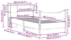 Cama sem colchão 100x200 cm madeira de pinho maciça branco