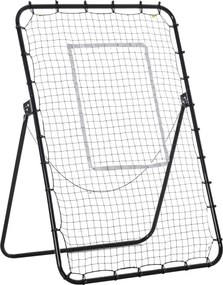 HOMCOM Rede de Rebote Dobrável de Metal com 4 Ângulos e Altura Ajustável para Treinamento de Futbol Tênis 123x73x178,5cm Preto | Aosom Portugal