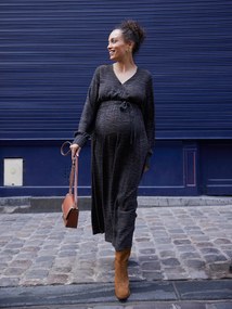 Vestido comprido para gravidez e amamentação com padrão de zebra ENVIE DE FRAISE.  chocolate