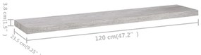 Prateleiras de parede 2 pcs 120x23,5x3,8cm MDF cinzento-cimento
