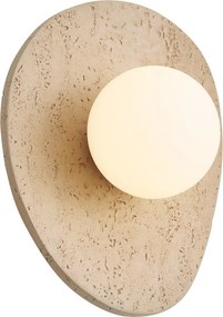 Candeeiro de Parede Japandi Pedra Natural Orgânico com Vidro Opalino - Josie