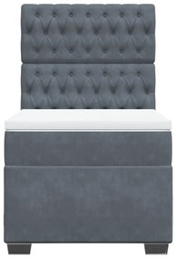Cama com molas/colchão 100x200 cm veludo cinza-escuro