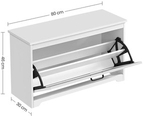 Sapateira com tampa 80 x 30 x 46 cm Branco