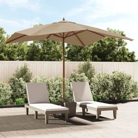 vidaXL Guarda-sol de jardim com poste de madeira cinzento-acastanhado