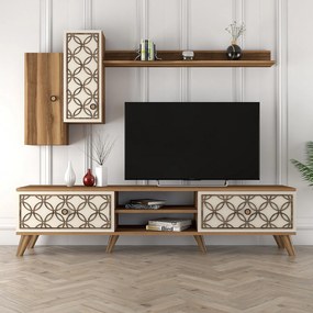 Móvel TV ClassS – Nogueira e Creme – 180x44x35 cm