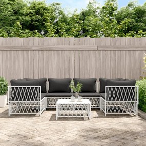 vidaXL 7 pcs conjunto lounge de jardim com almofadões aço branco