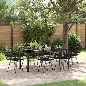 vidaXL Conjunto de Jantar de Jardim 7 Peças Preto Sintético