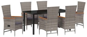 Cadeiras de Exterior 7 pcs Cinzento 160 x 80 x 73 cm Ratan PE