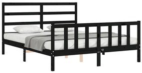 Estrutura de cama King Size com cabeceira madeira maciça preto