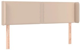 Cabeceira cama LED couro artificial 147x16x78/88 cm cappuccino