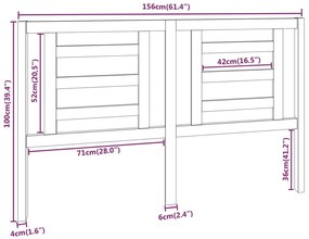 Cabeceira de cama 156x4x100 cm pinho maciço castanho mel