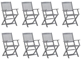 Cadeiras de exterior dobráveis 8 pcs madeira de acácia maciça