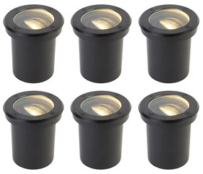 Conjunto de 6 focos de exterior ajustáveis pretos IP65 - Delux Moderno