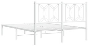 Estrutura de cama com cabeceira 140x190 cm metal branco