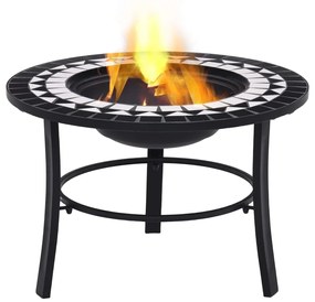 Braseira em mosaico 68 cm cerâmica preto e branco