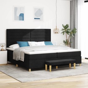 Cama Box com Colchão e Banco vidaXL Preto 200x200 cm em Tecido