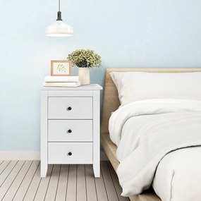 Mesa de cabeceira com 3 gavetas com estrutura resistente para sala de estar e dormitório  46 x 37 x 65 cm Branco