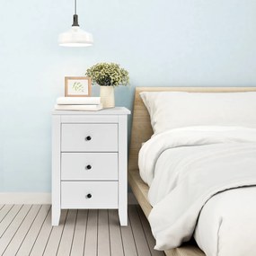 Mesa de cabeceira com 3 gavetas com Estrutura Resistente para Sala e Quarto 46 x 37 x 65 cm Branco