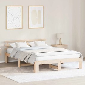vidaXL Estrutura de Cama de Madeira Natural de Pinho Madeira Natural