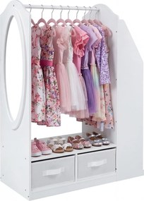 Armário Infantil com Espelho, 81 x 37 x 108 cm, Arrumação Multifuncional, Branco