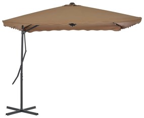 Guarda-sol exterior c/ poste em aço 250x250cm cinza-acastanhado